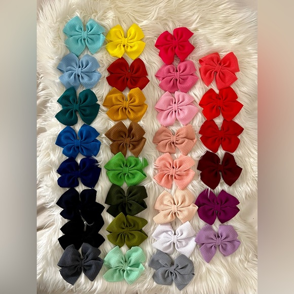🎀NEW 30 - 5.5” INCH BOHO WAFFLE BOWS W ALLIGATOR CLIPS OR PONYTAIL/HEADBAND! - Picture 4 of 7
